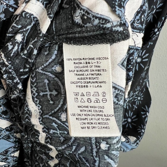 Free People Tunic Top Women's M Voile By The Bay Boho Puff Sleeve Gypsy Black - Picture 8 of 8